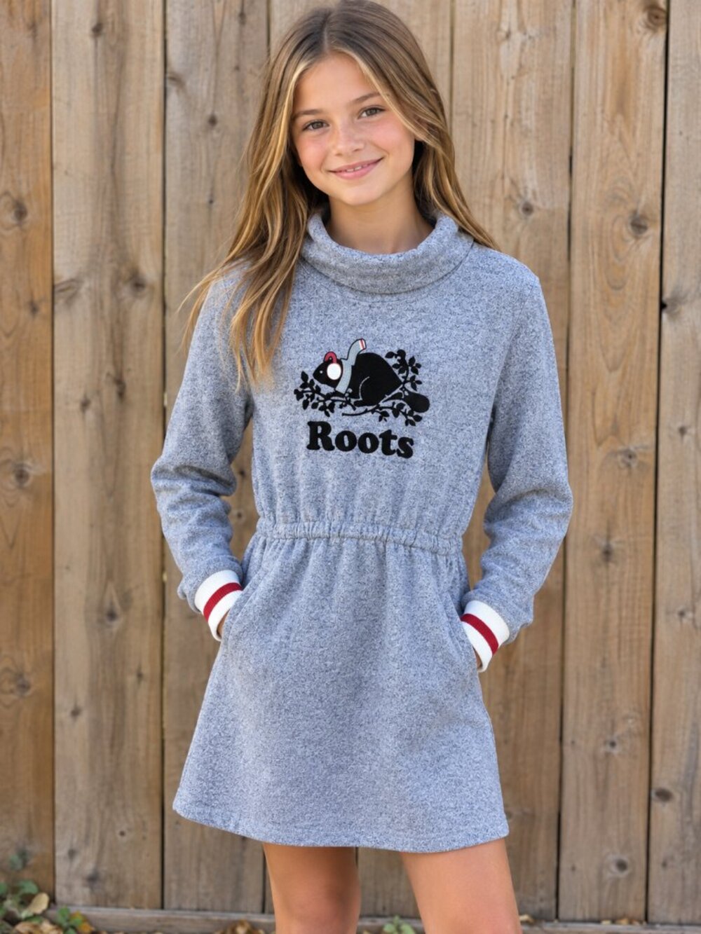 Roots Kids Grey Beaver Sweatshirt Dress XL 11-12 Years